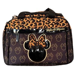 Loungefly Minnie Mouse leopard weekender carry-on bag NWT Disney